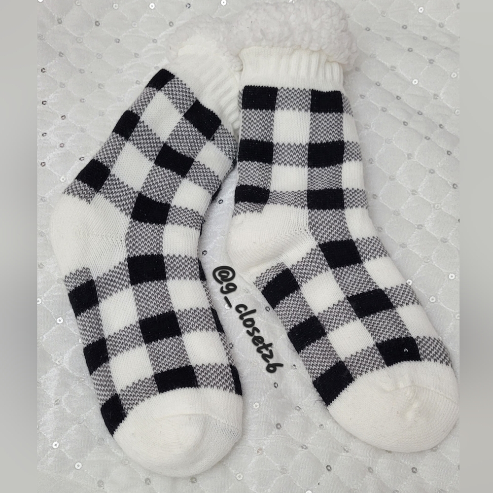 Winter Super Soft Warm Cozy Fuzzy Fleece-Lined Slipper Socks Warm Plaid